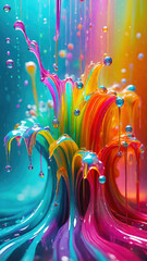 Aufkleber - Vibrant pastel color splash and water splash background in underwater scene.