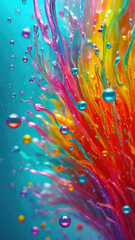 Wall Mural - Vibrant pastel color splash and water splash background in underwater scene.