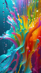 Aufkleber - vibrant pastel color splash and water splash background in underwater scene.