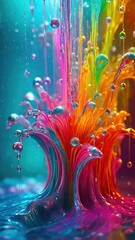 Aufkleber - Vibrant pastel color splash and water splash background in underwater scene.