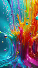 Aufkleber - Vibrant pastel color splash and water splash background in underwater scene.