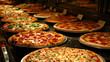 An array of tempting pizzas, delectable to the eye.