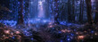 © Mik Saar - Enchanted blue forest with glowing lights