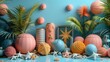 Vibrant Summer Sale Poster Display with Tropical Beach Balls and Starfish