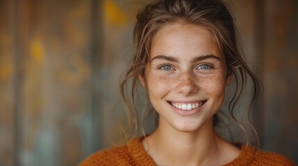 Wall Mural - Young Woman Smiling in Sweater