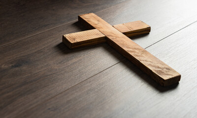 Wall Mural - Wooden cross, Christian concept, religious symbol