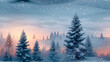 Seamless pattern landscape with snow and trees