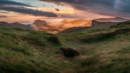 Wall Mural - sunset over the mountains