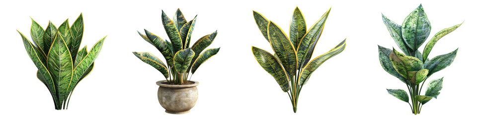 Wall Mural - Snake Plant   Hyperrealistic Highly Detailed Isolated On Transparent Background Png File