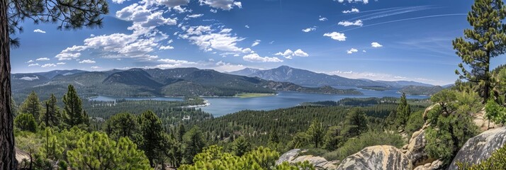 Wall Mural - Nature's Ultimate Panorama- Lake. A Breathtaking View of the Mountains, Trees