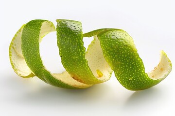 Wall Mural - Lime Twist: Fresh Peel Spiral Isolated on White Background - Healthy Food from Nature