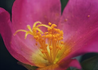 Sticker - a pink flower with yellow center in the middle of a green stem