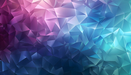 Wall Mural - A realistic image of a geometric pattern composed of multiple layers of sharp triangles and rectangles in a gradient of cool blues and purples