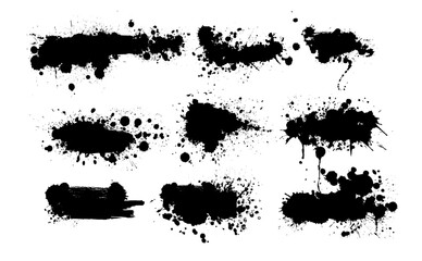 Wall Mural - Set of abstract black blots. Grunge frame. hand drawing. Not AI, Vector illustration