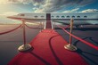 Red carpet leading to a private jet, symbolizing exclusive travel and high status