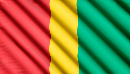 Wall Mural - folded flag of Guinea with visible satin texture