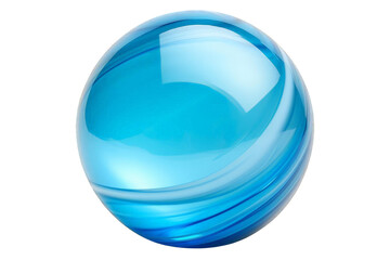 Canvas Print - A blue glass ball with a blue swirl on it, white background, transparent background