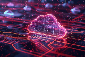 3D Neon Cloud, Ai Generated