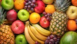 fruits and vegetables, Nature's Rainbow, A Colorful Display of Fruits from Above