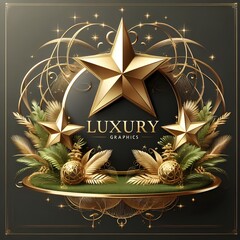 Poster - Graphics background with luxury golden star.