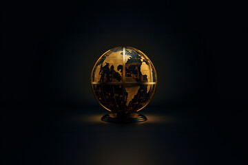 golden globe on black background