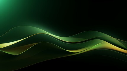 Wall Mural - Curve golden line on dark green shade background. Luxury realistic concept. 3d paper cut style. Vector illustration for design.