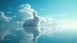 A cute bunny on a cloud. Created with Generative AI.	