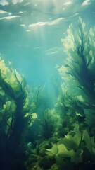 Wall Mural - Green sea with a lot of seaweed