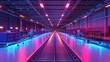 Colorful Lighting in a D Rendered Sorting Machine Center