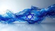 Stunning Vector Illustration of Israeli Flag Flowing in Abstract Blue Waves