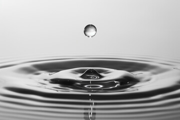 A single droplet of water on a smooth surface.