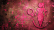 Vibrant Pink Female Symbol Abstract Design on Textured Background
