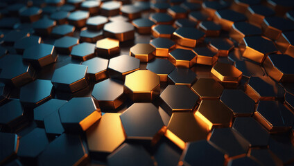 3d hexagon shaped geometric digital futuristic banner background