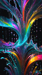 Poster - Vibrant color splash and water splash background in underwater scene.