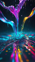 Poster - Vibrant color splash and water splash background in underwater scene.