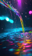 Poster - Vibrant color splash and water splash background in underwater scene.