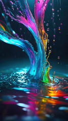 Poster - Vibrant color splash and water splash background in underwater scene.