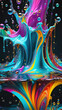 Vibrant color splash and water splash background in underwater scene.