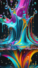 Poster - Vibrant color splash and water splash background in underwater scene.