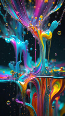Poster - Vibrant color splash and water splash background in underwater scene.