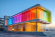 Neon Nightscapes: Curved Futuristic Architecture Illuminated Under Vibrant Light Installations
