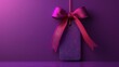 Elegant Purple Gift Tag With Luxurious Satin Bow on a Lavender Background for Special Occasions