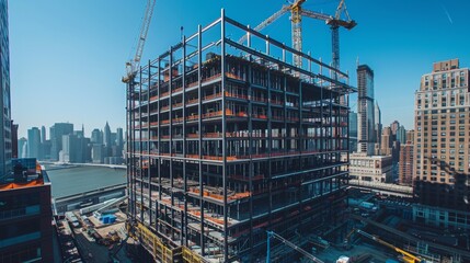 Wall Mural - A large building under construction in a city