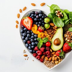 Wall Mural - Diet food for health with heart bowl