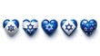 Patriotic Heart-Shaped Icons with Israeli Flag Design, Support and Love for Israel