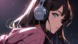 Serene Space Journey: Beautiful Anime Girl Floating Among Stars, Listening to Lofi Hip Hop Music with Headphones,Digital Art, Music-themed Wallpapers