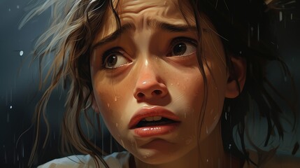 Emotional young girl with tears in her eyes