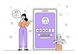 © Aleksey - Woman forgot password vector linear