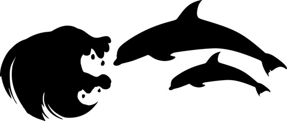Wall Mural - silhouette of a dolphin
