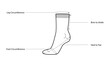 Diagrams of sock measurements with text names. Hosiery Fashion accessory clothing technical illustration stocking. Vector front, side view for Men, women, unisex style, flat template CAD mockup sketch